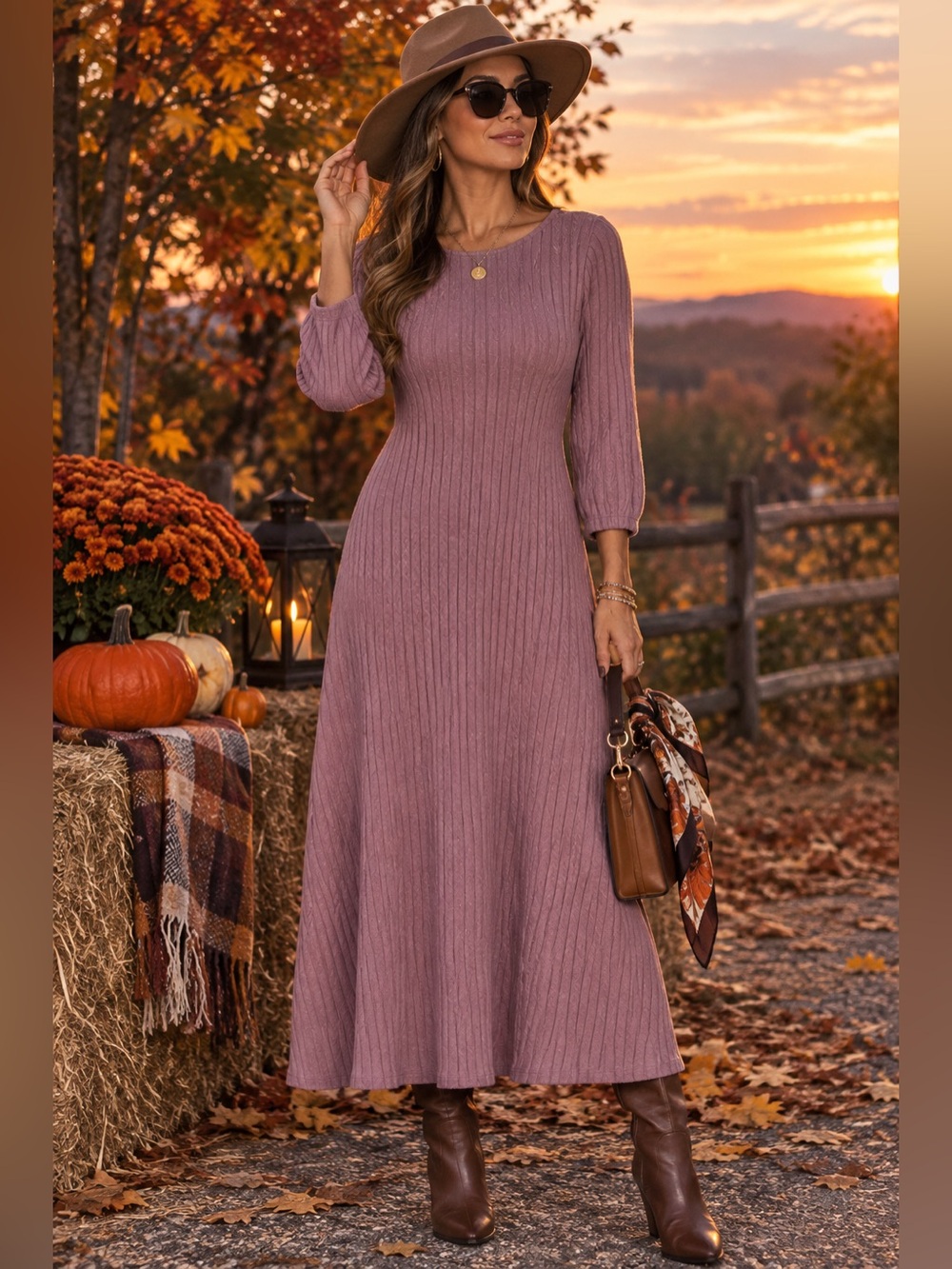 Old Navy Mauve Ribbed midi Dress